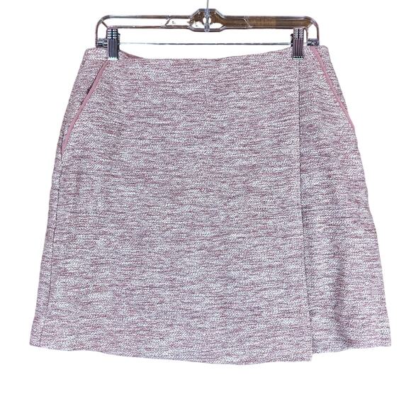 Ann Taylor LOFT Womens Skirt Pink Tweed Wrap Faux Academia Barbie Stretch 10 - Picture 1 of 14